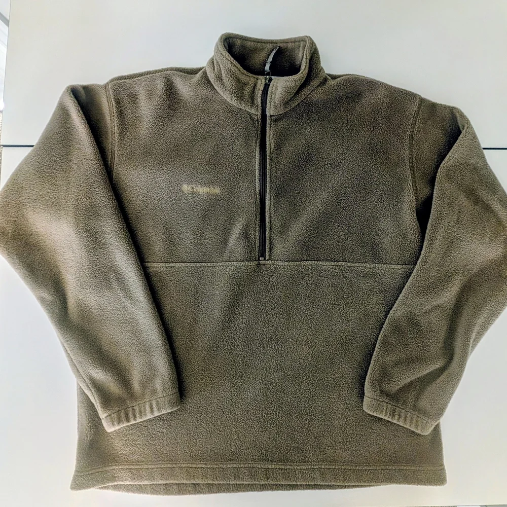 Columbia Beige 1/2 Zip Fleece Pullover Jacket Men's Large
